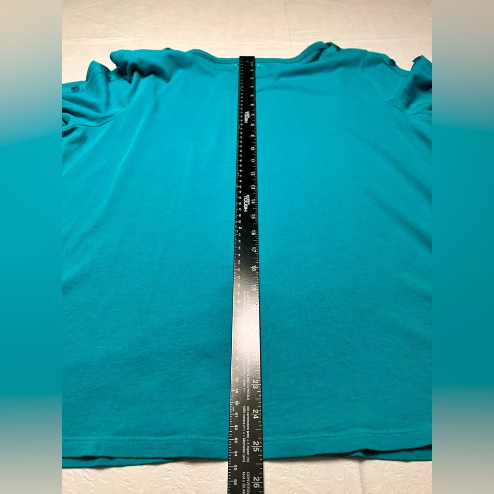 Talbots Teal Long Sleeve Top with Button Accents - Picture 7 of 8